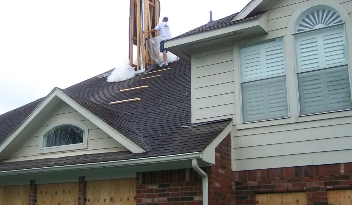 Tarping Chimney After The Storm