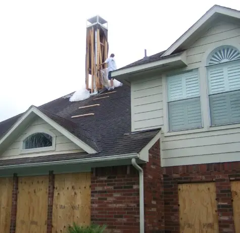 Tarping Chimney After The Storm